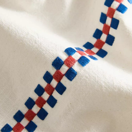 TOALHA DE MESA DE ALGODÃO COM REBORDOS MULTICOLORIDOS