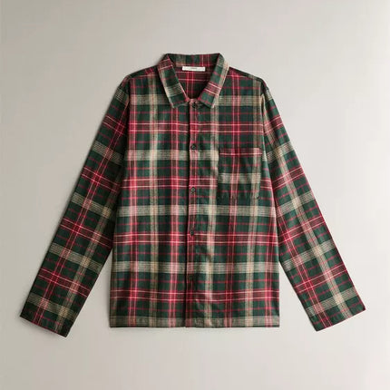 CONJUNTO PIJAMA FLANELA QUADRADOS TARTÃ NATAL (CONJUNTO DE 2)