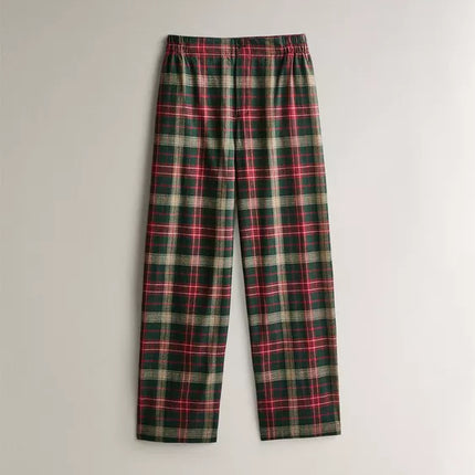CONJUNTO PIJAMA FLANELA QUADRADOS TARTÃ NATAL (CONJUNTO DE 2)
