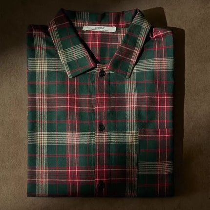 CONJUNTO PIJAMA FLANELA QUADRADOS TARTÃ NATAL (CONJUNTO DE 2)
