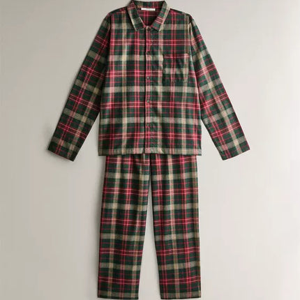 CONJUNTO PIJAMA FLANELA QUADRADOS TARTÃ NATAL (CONJUNTO DE 2)