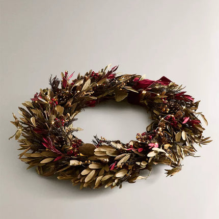 ENFEITE COROA FOLHAS OLIVEIRA NATAL (60 CM)
