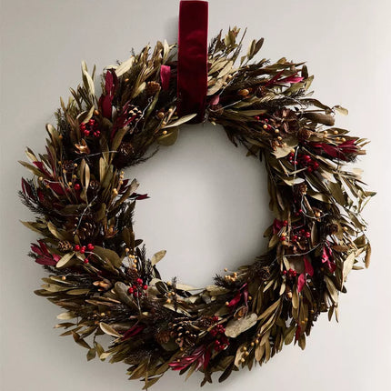 ENFEITE COROA FOLHAS OLIVEIRA NATAL (60 CM)