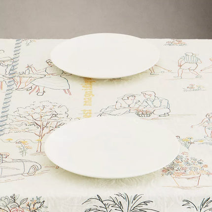 TOALHA DE MESA DE ALGODÃO COM TOILE DE JOUY