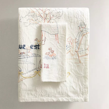 TOALHA DE MESA DE ALGODÃO COM TOILE DE JOUY