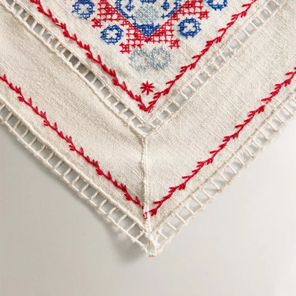 TOALHA DE MESA ALGODÃO LINHO BORDADOS PONTO CRUZ