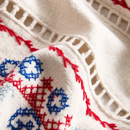 TOALHA DE MESA ALGODÃO LINHO BORDADOS PONTO CRUZ