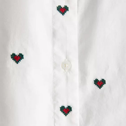 CAMISA PIJAMA ALGODÃO CORAÇÕES NATAL