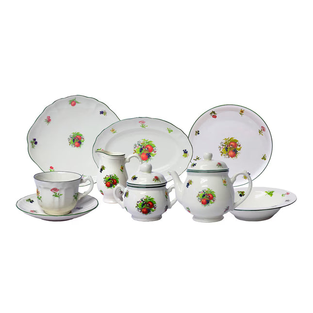 Conjunto de chá por peças Flores e Frutas
