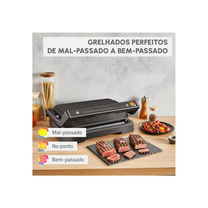Grelhador de Placas Moulinex GI784810 Inteligente, Optigrill, 4 em 1, XL e de 2200 W - Preto