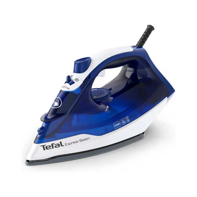 Ferro a Vapor Tefal Express Steam FV2838 de 2400 W Jato de Vapor 180 g/min e Base Cerâmica - Azul e Branco