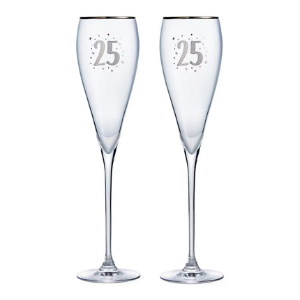 Conjunto de 2 copos flute de champanhe 25.º aniversário