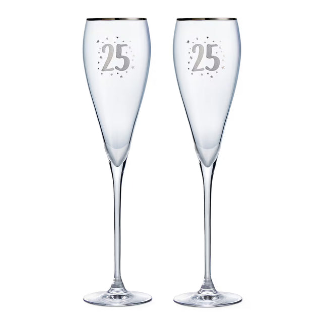 Conjunto de 2 copos flute de champanhe 25.º aniversário