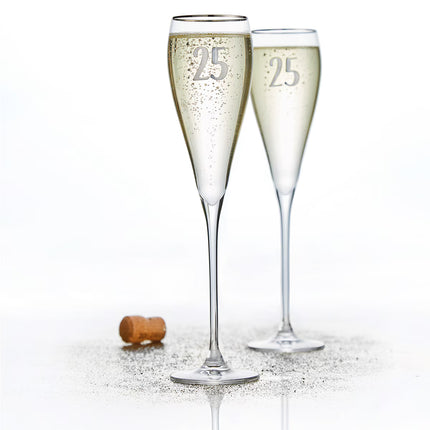 Conjunto de 2 copos flute de champanhe 25.º aniversário
