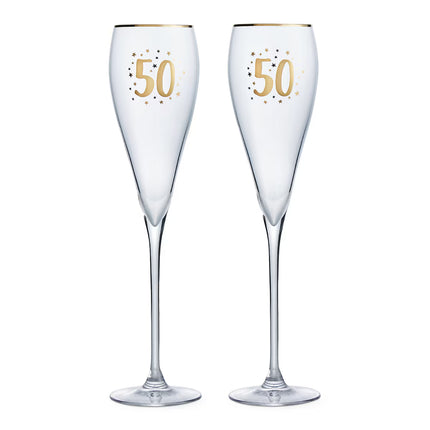 Conjunto de 2 copos flute de champanhe 50.º aniversário