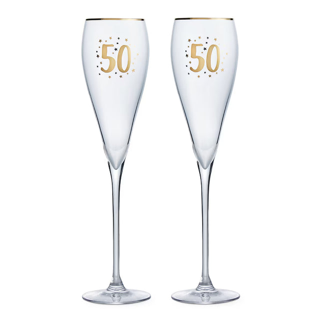 Conjunto de 2 copos flute de champanhe 50.º aniversário
