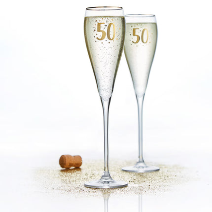 Conjunto de 2 copos flute de champanhe 50.º aniversário