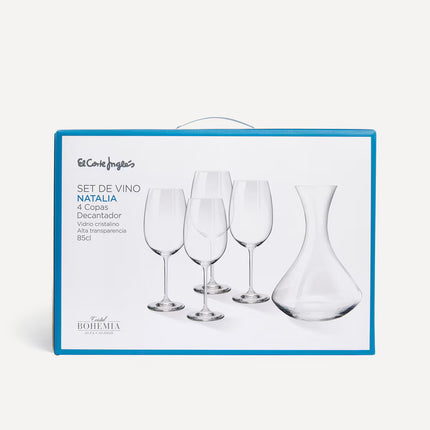 Conjunto de 4 copos + decantador Natalia El Corte Inglés