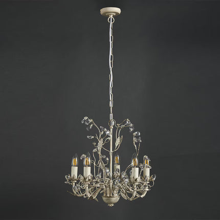 Candeeiro tipo candelabro de metal e cristal de 5 luzes Toscana