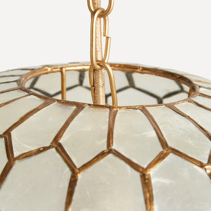 Candeeiro de tecto hexagonal em nácar Capiz