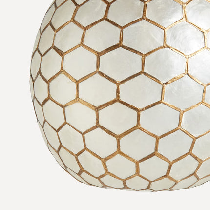 Candeeiro de tecto hexagonal em nácar Capiz