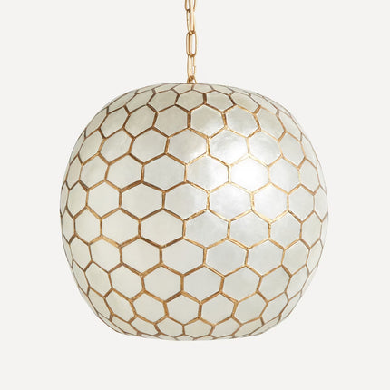 Candeeiro de tecto hexagonal em nácar Capiz