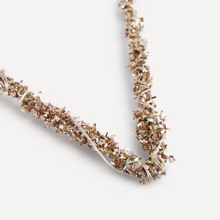 Estrela de Grinalda Dourada com Luz LED