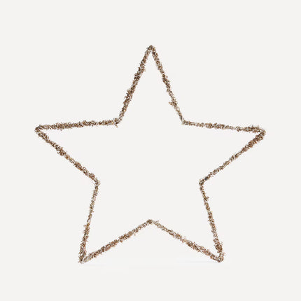 Estrela de Grinalda Dourada com Luz LED