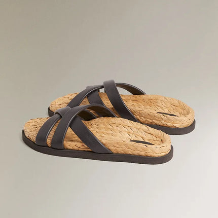 CHINELO RASO TIRAS PELE