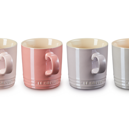 Set 4 chávenas Mettalics tons pastel em cerâmica de grés