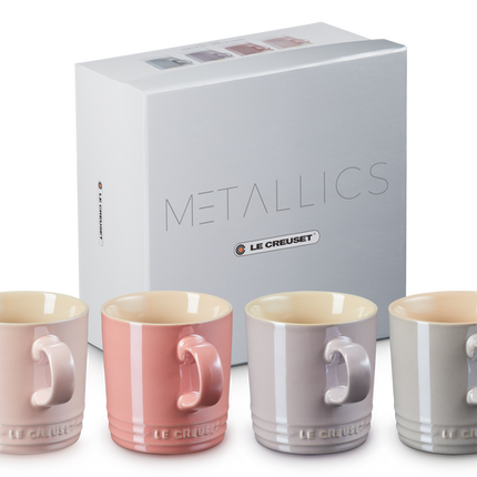 Set 4 chávenas Mettalics tons pastel em cerâmica de grés