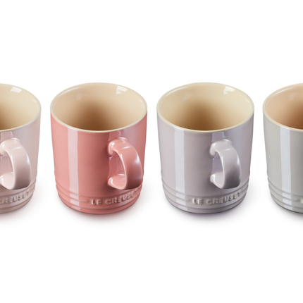 Set 4 chávenas Mettalics tons pastel em cerâmica de grés