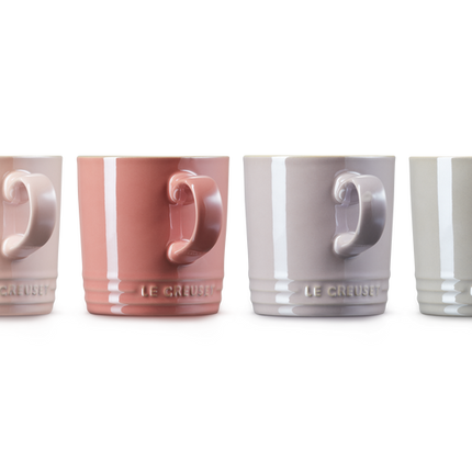 Set 4 chávenas Mettalics tons pastel em cerâmica de grés