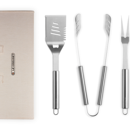 Set de 4 utensílios BBQ em aço inoxidável e bolsa de transporte