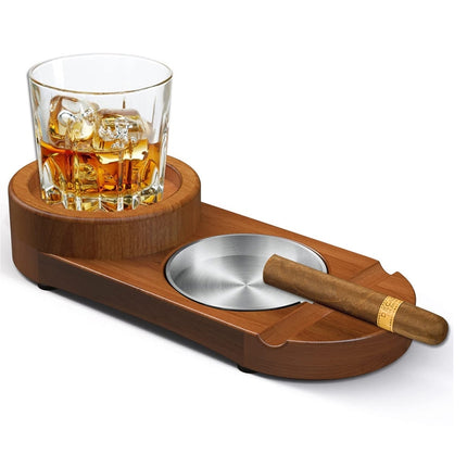 Cinzeiro De Charuto Para Homem Luxo Com Suporte E Copo De Whiskey