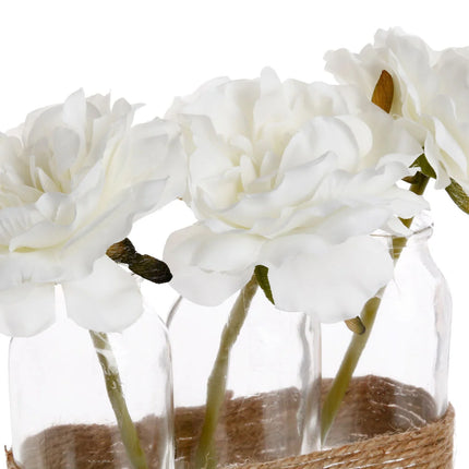 Conjunto de 3 jarras de vidro com 3 flores