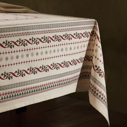 TOALHA DE MESA ALGODÃO PONTO CRUZ NATAL
