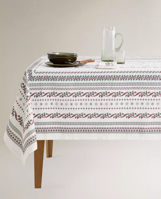 TOALHA DE MESA ALGODÃO PONTO CRUZ NATAL