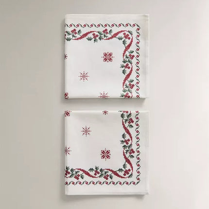 PACK GUARDANAPOS ALGODÃO PONTO CRUZ NATAL (PACK DE 2)