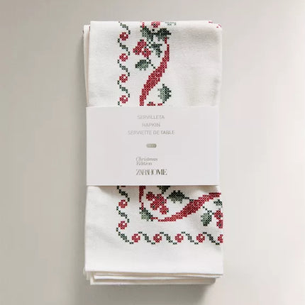 PACK GUARDANAPOS ALGODÃO PONTO CRUZ NATAL (PACK DE 2)
