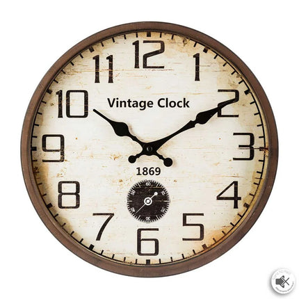 Relógio de Parede vintage castanho em metal 30cm.