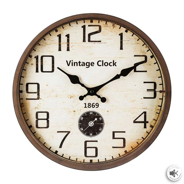 Relógio de Parede vintage castanho em metal 30cm.