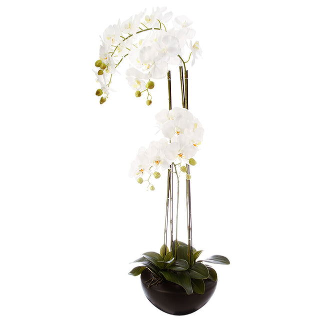 Planta orquídea branca com vaso 110cm