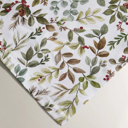 TOALHA MESA ALGODÃO RESINADO FOLHAS NATAL