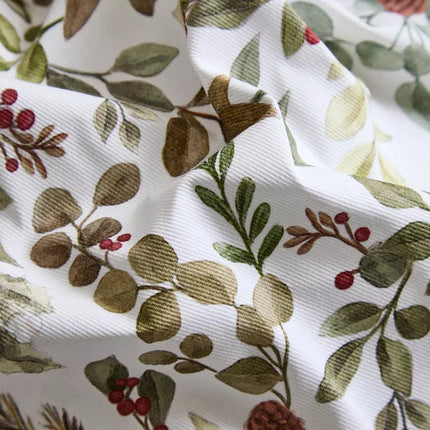 TOALHA MESA ALGODÃO RESINADO FOLHAS NATAL