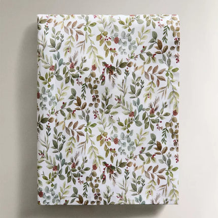 TOALHA MESA ALGODÃO RESINADO FOLHAS NATAL