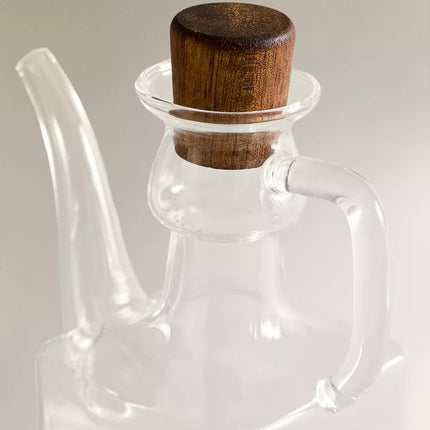 CONJUNTO GALHETAS DE AZEITE BOROSSILICATO MADEIRA