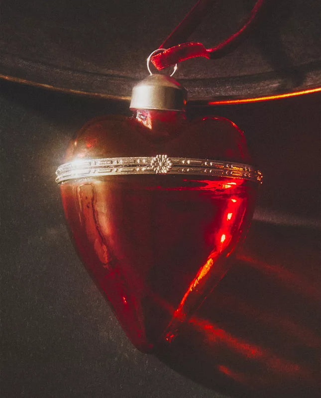 ENFEITE ÁRVORE CAIXA CORAÇÃO NATAL