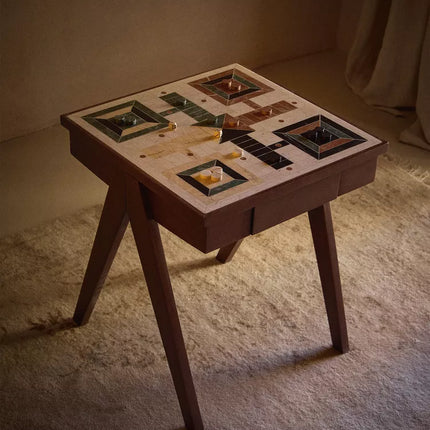 MESA DE APOIO JOGO DE TABULEIRO MÁRMORE