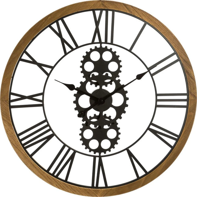 Relógio decorativo de parede em metal e madeira 70cm